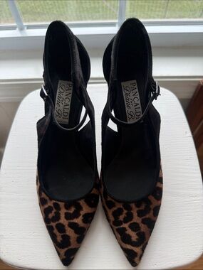 Pancaldi by Diane B Leopard-Print Pointed-Toe Ankle-Strap Pumps - Black/Brown